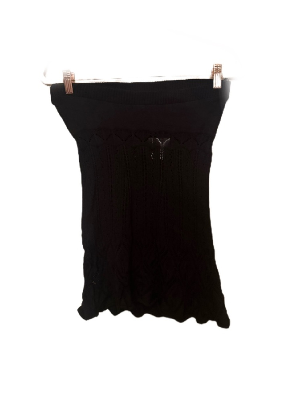 Y2K NWT Bebe Pointelle Black Knit Tube Top Knit Crochet Rare